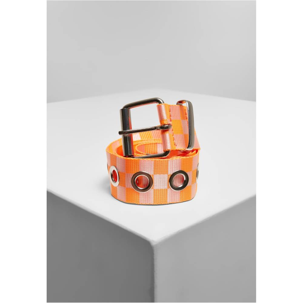 Urban Classics - Checker with Eyelets Riem - Oranje/Wit